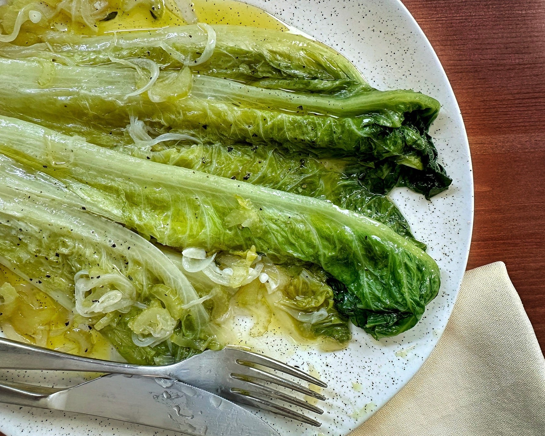 Tender Braised Romaine Lettuce