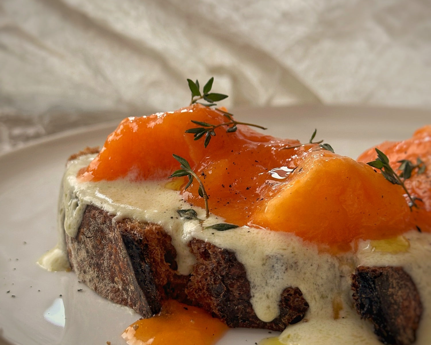 Whipped feta & persimmons on toast