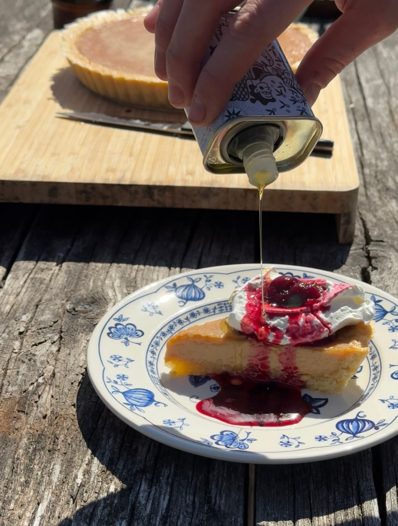 Dulce de Leche Custard Tart with a Vanilla Pod and Cherry Reduction