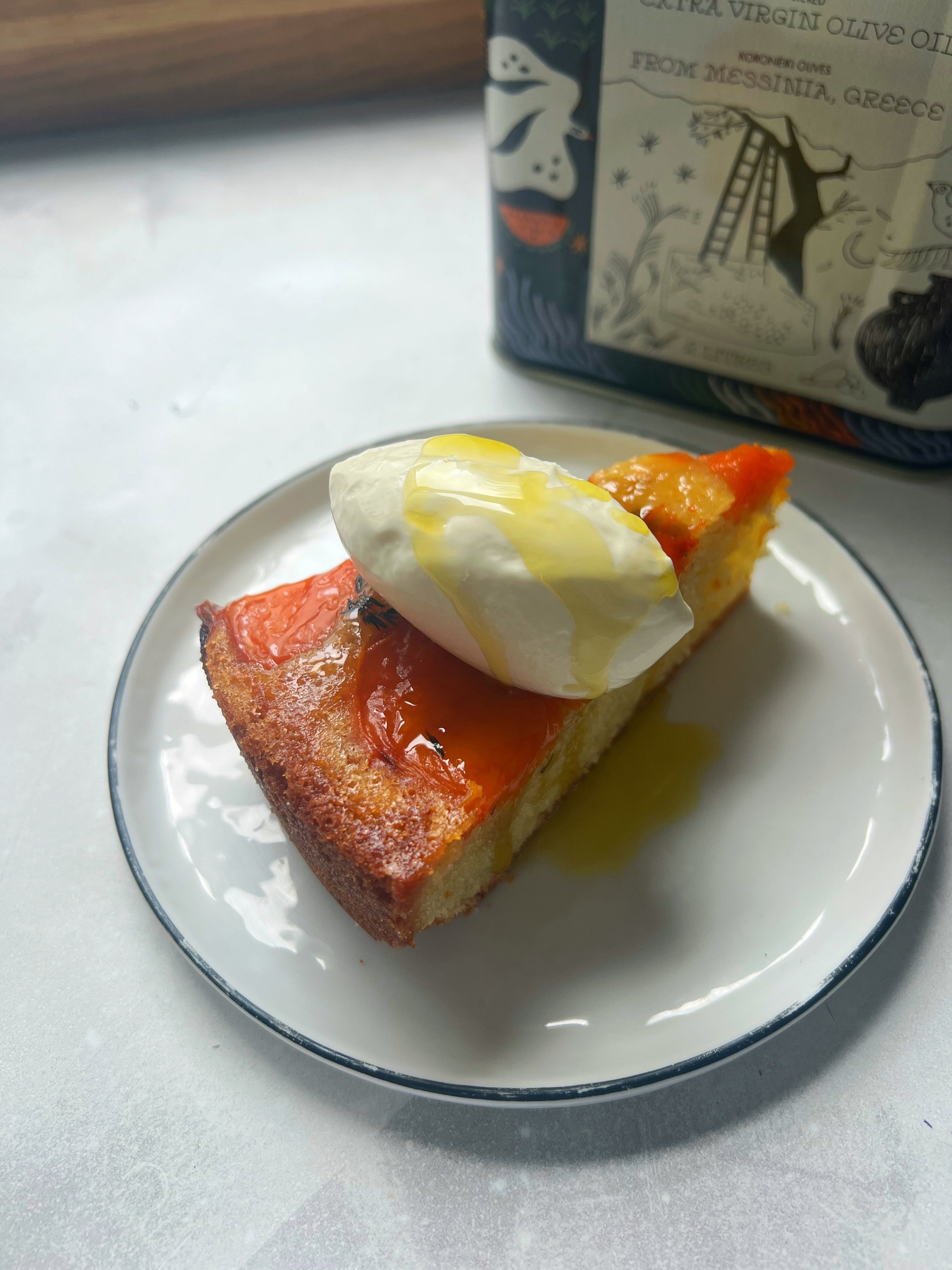 Apricot olive oil cake - by Beth