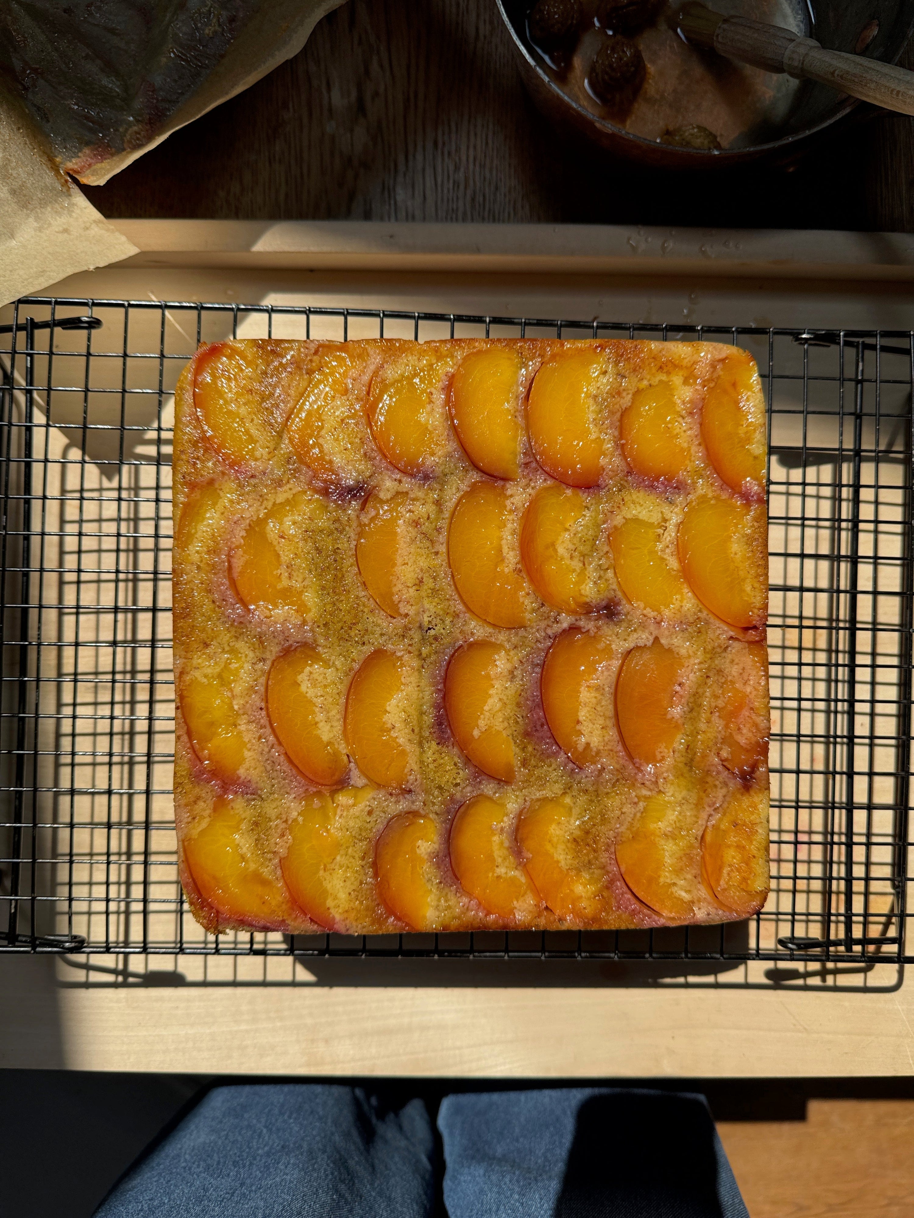 Olive oil, almond & peach cake by Emily