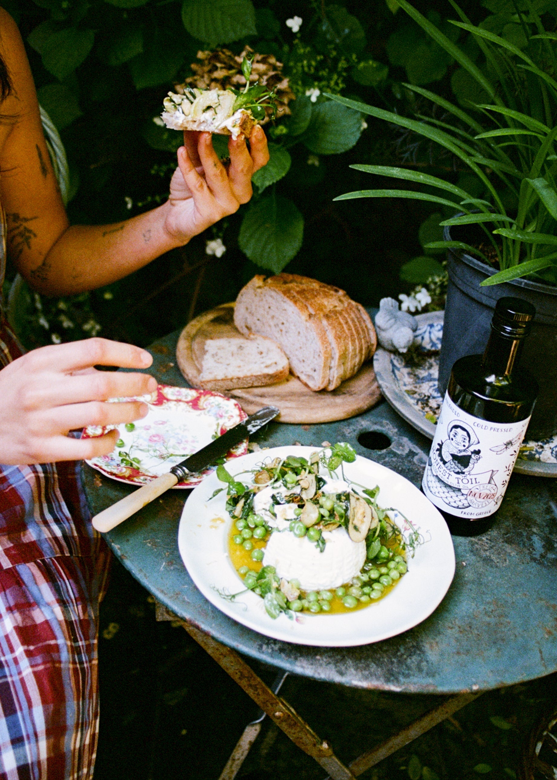 Marinated Ricotta with Peas, Courgettes & Honest Toil